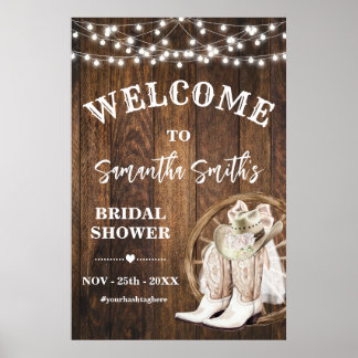 Western Welkom Cowgirl Boots Pet Vrijgezellenfeest Poster