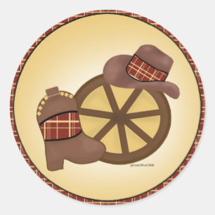 Western Wiel met pet en laarzen sticker
