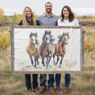 Western Wild & Free Mustang Horses Briefkaart Deken