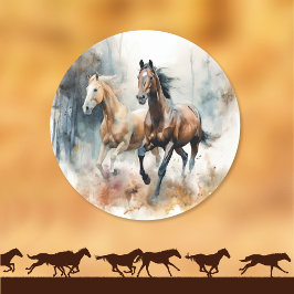Western wild paard ronde sticker