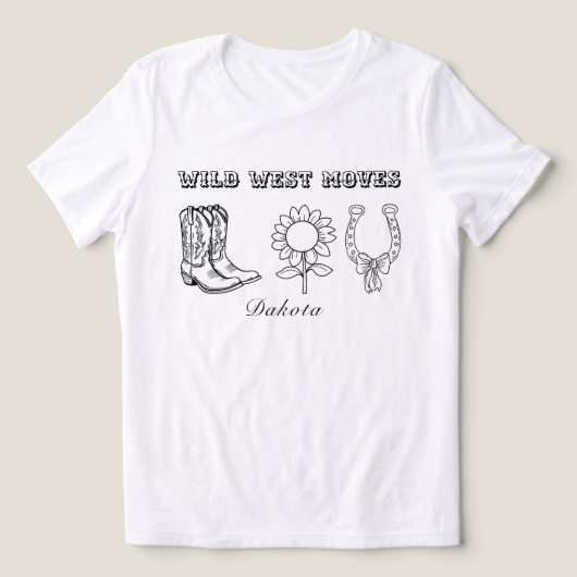 Western Wild West Moves Black-and-White T-Shirt (Design voorkant)