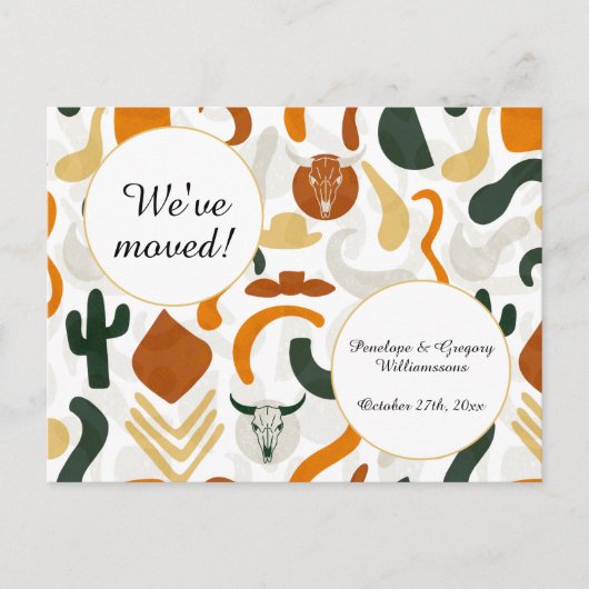 Western, woestijn, cowboy boho, adreswijziging aankondigingskaart (Voorkant)