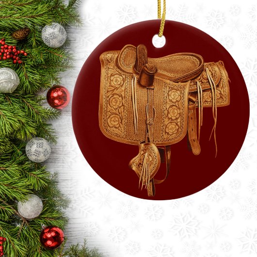 Western, , Zadel, Land, Kerstmis Custom Keramisch Ornament