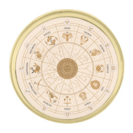 Western Zodiac Wheel - Vergulde Reverspeld