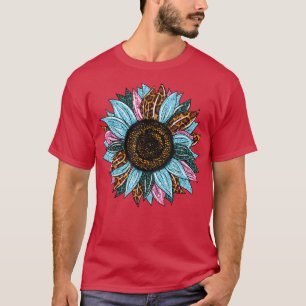 Western Zuid-Zuid-Zuidelijk Lopard Tie Dye Sunflow T-shirt