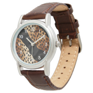 Western zwart bruin crème Koeienhuid Horloge