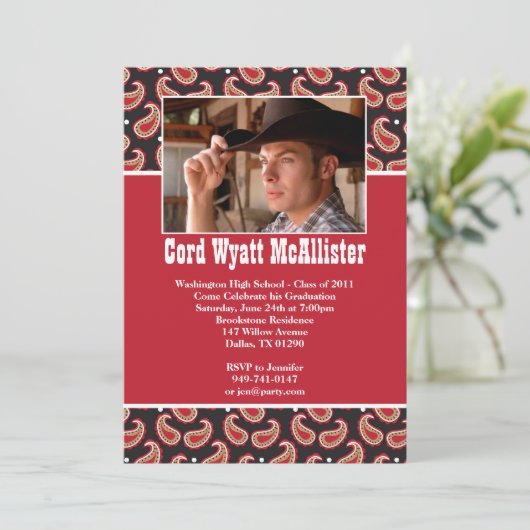 Westerne Afstuderen Uitnodiging (Staand voorkant)