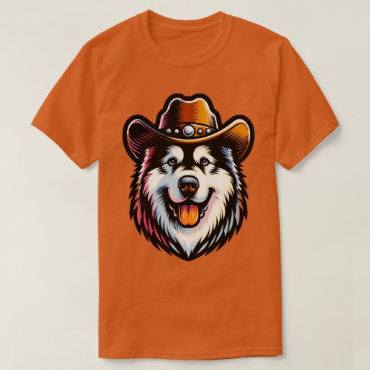 Westerne Alaskan Malamute Cowboy Dog Thirt T-shirt (Design voorkant)