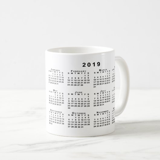 Westerne Auto Halve Ronde Gebouw 2019 Kalender Mok (Voorkant rechts)