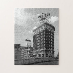 Westerne Auto Sign Black & White Architecture Foto Legpuzzel