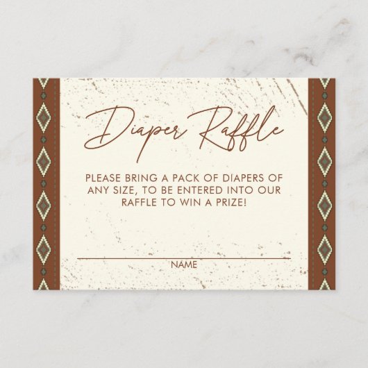 Westerne Aztec Rustic Boho Luier Raffle Kaart (Voorkant)