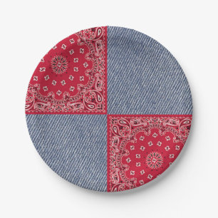 Westerne Bandana en Blue Jean Print Papieren Bordje