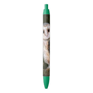 Westerne Barn Owl - Migned Waterverf Painting Art Blauwe Inkt Pen