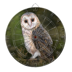 Westerne Barn Owl - Migned Waterverf Painting Art  Dartbord