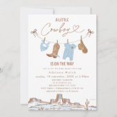 Westerne Blauwe Clothesline Little Cowboy Baby sho Kaart (Voorkant)