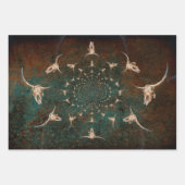 Westerne Blauwgroen textuur Bull Skull Inpakpapier Vel (Voorkant)