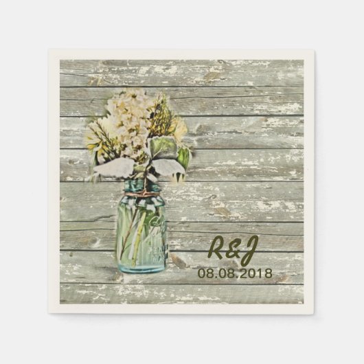 westerne Bloemen Mason Jar Barn Wedding Servetten (Voorkant)