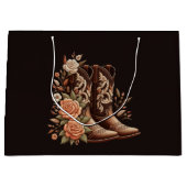 Westerne bloemen met cowboylaarzen groot cadeauzakje (Voorkant)