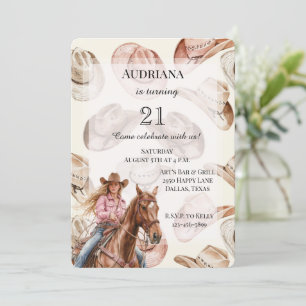 Westerne Blond Cowgirl Petten Verjaardag Kaart