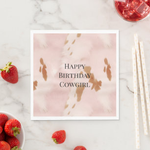 Westerne Blush Pink Cream Faux Koeienhuid Verjaard Servet