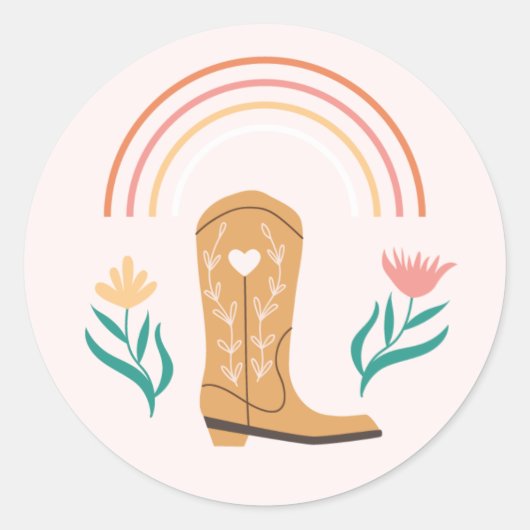 Westerne Boho Boot & Wildflower Sticker (Voorkant)
