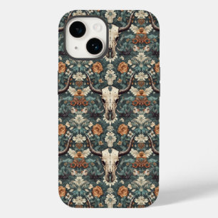Westerne Boho Bull Skull Floral Case-Mate iPhone 14 Hoesje