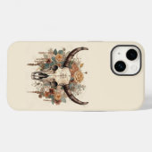 Westerne Boho Bull Skull Floral Case-Mate iPhone Case (Achterkant (horizontaal))