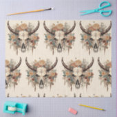 Westerne Boho Bull Skull Floral-ontkoppeling Tissuepapier (Craft)