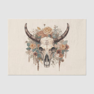 Westerne Boho Bull Skull Floral-ontkoppeling Tissuepapier