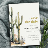 Westerne Boho Cacti woestijn Waterverf Landschap Save The Date