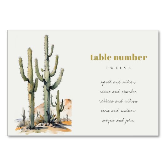 Westerne Boho Cactus Desert Bruiloft Zitkaarten Kaart (Achterkant)