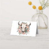 Westerne Boho Koe Floral Skull Sage Wedding (Achterkant)