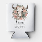 Westerne Boho Koe Floral Skull Sage Wedding Blikjeskoeler (Voorkant)