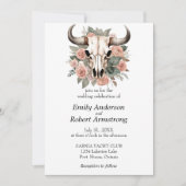 Westerne Boho Koe Floral Skull Sage Wedding Kaart (Voorkant)