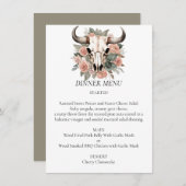 Westerne Boho Koe Floral Skull Sage Wedding Menu (Voorkant / Achterkant)