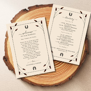Westerne Boho Wedding Welkom Kaart met reisschema