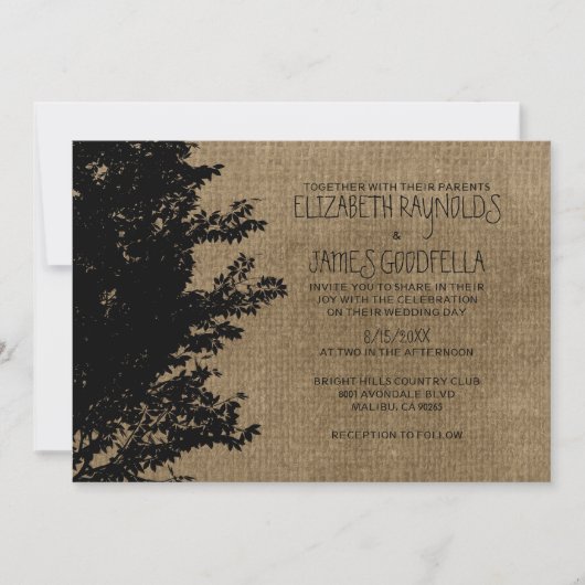 Westerne Boom Branches Wedding Invitations Kaart (Voorkant)