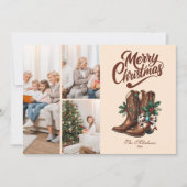 Westerne Bow & Boots Christmas 3 Foto Feestdagenkaart (Voorkant)