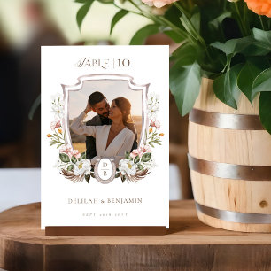 Westerne bruiloft Boho Floral Foto Crest Hoefijzer Kaart