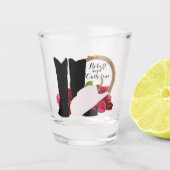 Westerne bruiloft Cowboy Boots Pet Rozen personali Shot Glas (Voorkant)