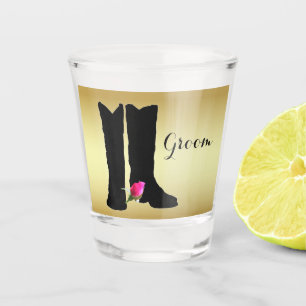 Westerne bruiloft Cowboy Boots Pink Rose Gold Groo Shot Glas