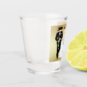 Westerne bruiloft Cowboy Groom en Bride personalis Shot Glas (Links)