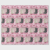 Westerne bruiloft cowboylaarzen en roze bloemen cadeaupapier (Vlak)