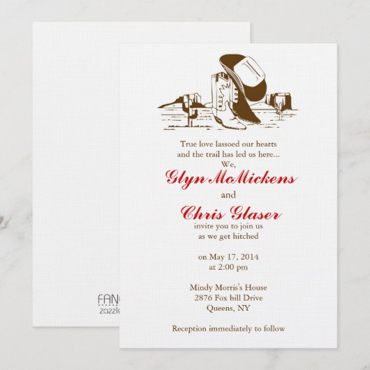 Westerne bruiloft kaart (Voorkant / Achterkant)