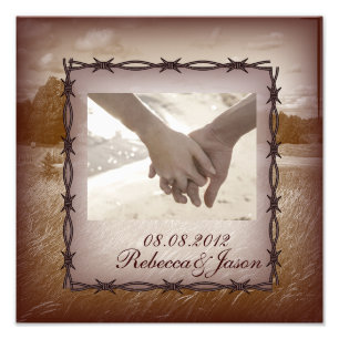 westerne bruiloft met prikkeldraad foto afdruk