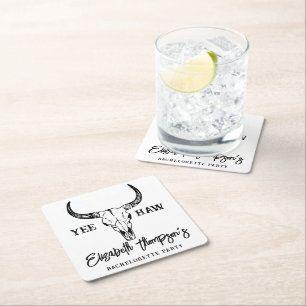 Westerne bruiloft Persoonlijke Bachelorette Partij Vierkante Kartonnen Onderzetter