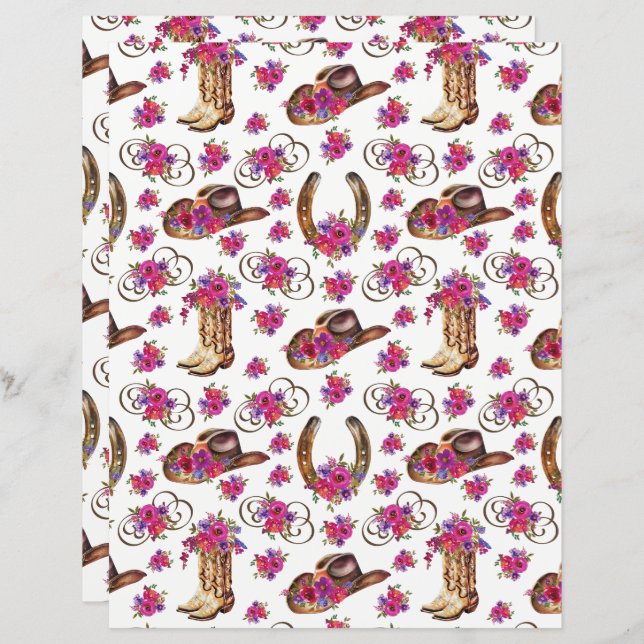 Westerne bruiloft plakboek papier (Voorkant / Achterkant)