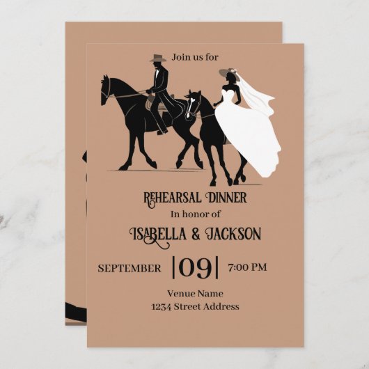 Westerne bruiloft repetitie dineruitnodiging kaart (Voorkant / Achterkant)