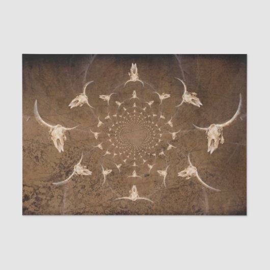 Westerne bruine beige Abstracte textuur Bull Skull Tissuepapier (Voorkant)