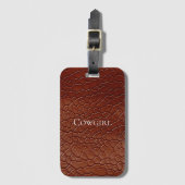 Westerne Bruine Lederen Look Animal Bagagelabel (Voorkant (verticaal))